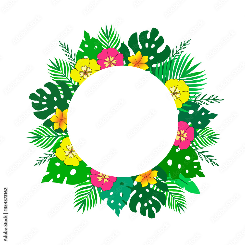 Vector tropical rounded frame. Design for greeting cards, invitations, logos and banners. Vector tropical rounded frame. Design for greeting cards, invitations, logos and banners.