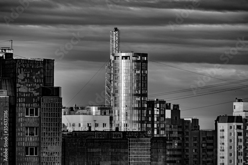 black and white urban landscape