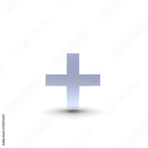 Plus sign addition symbol silver 3d icon