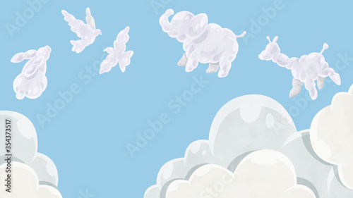 動物の形の雲いろいろイラスト