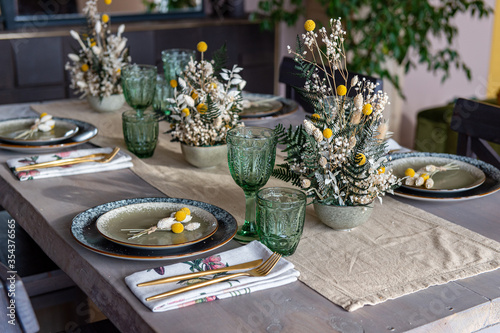 Delicious table serving for four family people