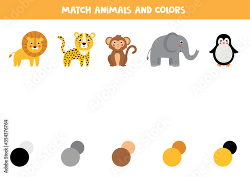 Match animal and its color palette. Educational game for kids.
