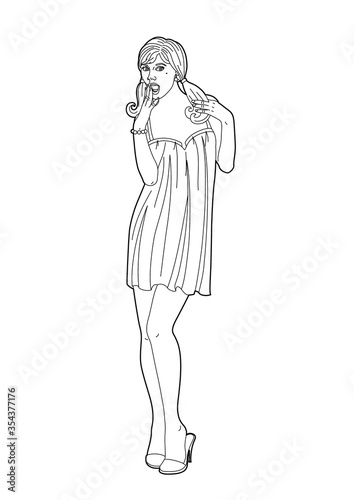 Drawing of a woman in a nightie