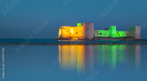 The maiden's castle (Kiz Kalesi) at twilight blue hour - Mersin, Turkey