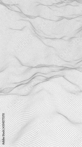 Abstract landscape on a white background. Cyberspace grid. hi tech network. 3d illustration