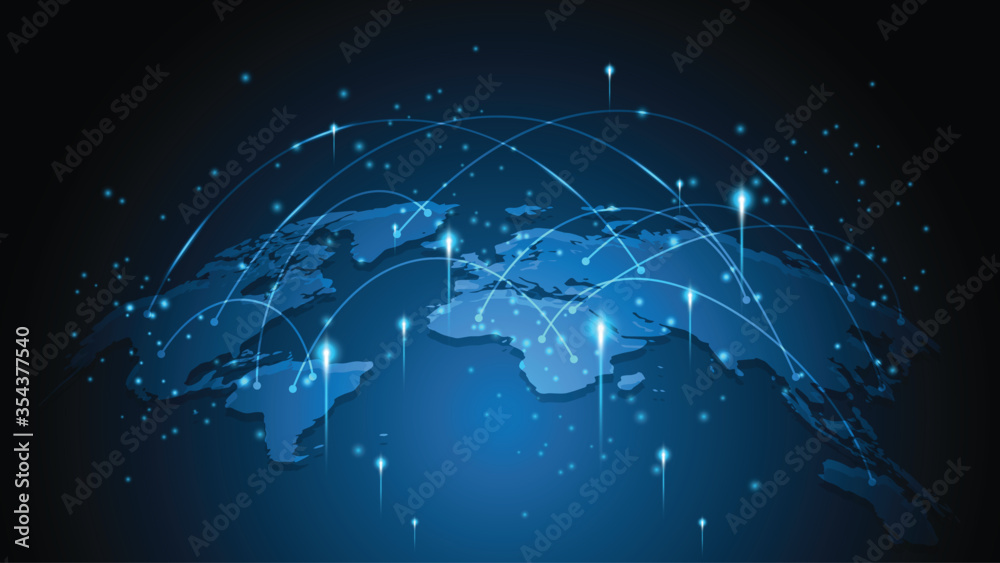 Global network connection World map abstract technology background global business innovation concept
 - obrazy, fototapety, plakaty 