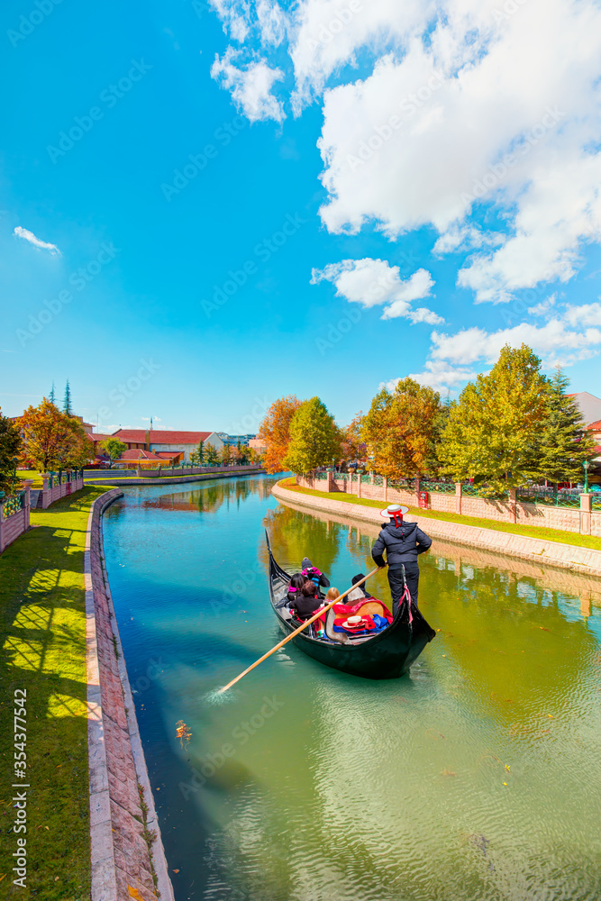 Naklejka premium Gondola on Porsuk River - Eskisehir, Turkey