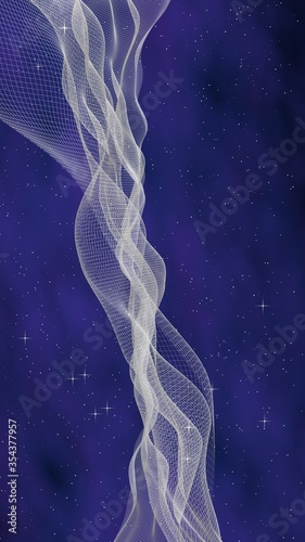 Abstract purple-blue starry background. White cyberspace grid. hi tech network. Outer space. Starry outer space texture. Deep space. Universe. 3D illustration