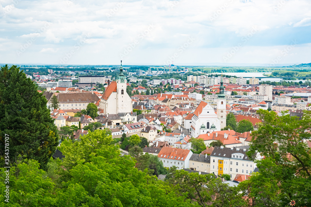 Krems in Lower Austria. View to Piaristenkirche and Dom der Wachau church