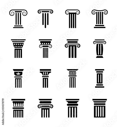 Pillar sketch icons set