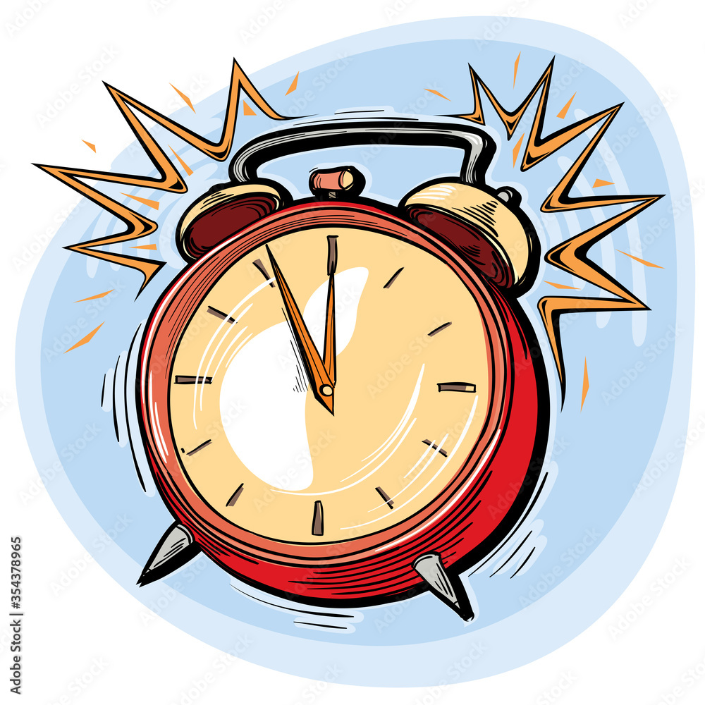 Ringing cartoon drawn alarm clock Stock Vector | Adobe Stock