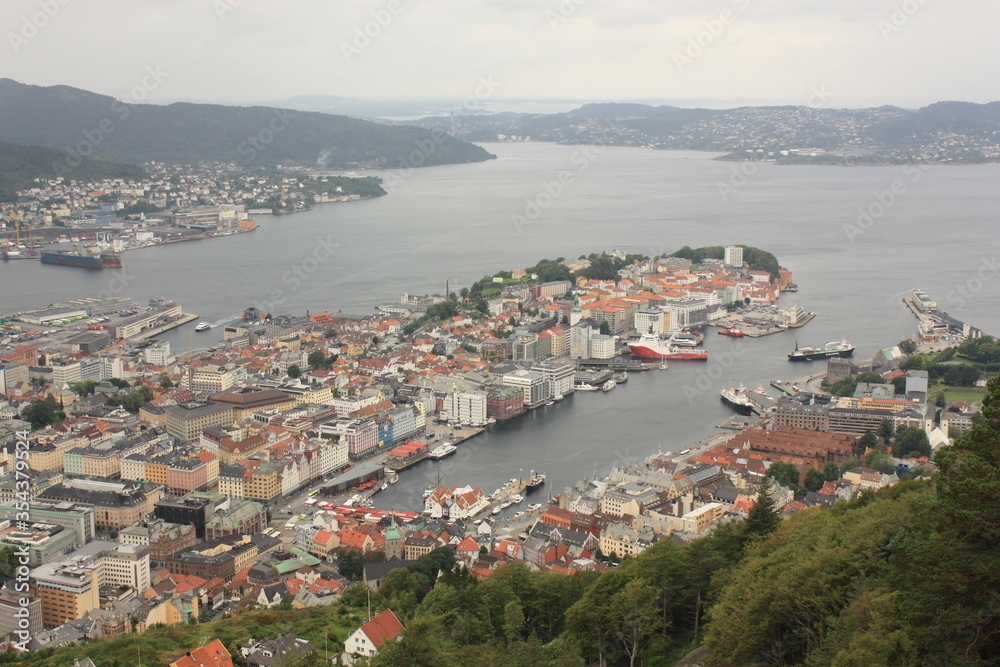 Vue Panoramique Bergen Norvège 