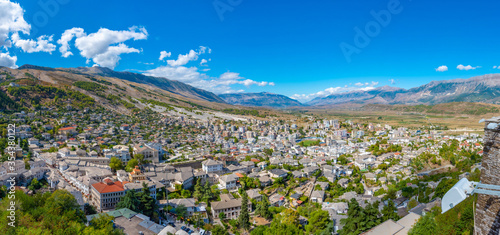 Aerial view of the old town of Gjirokaster, Albania