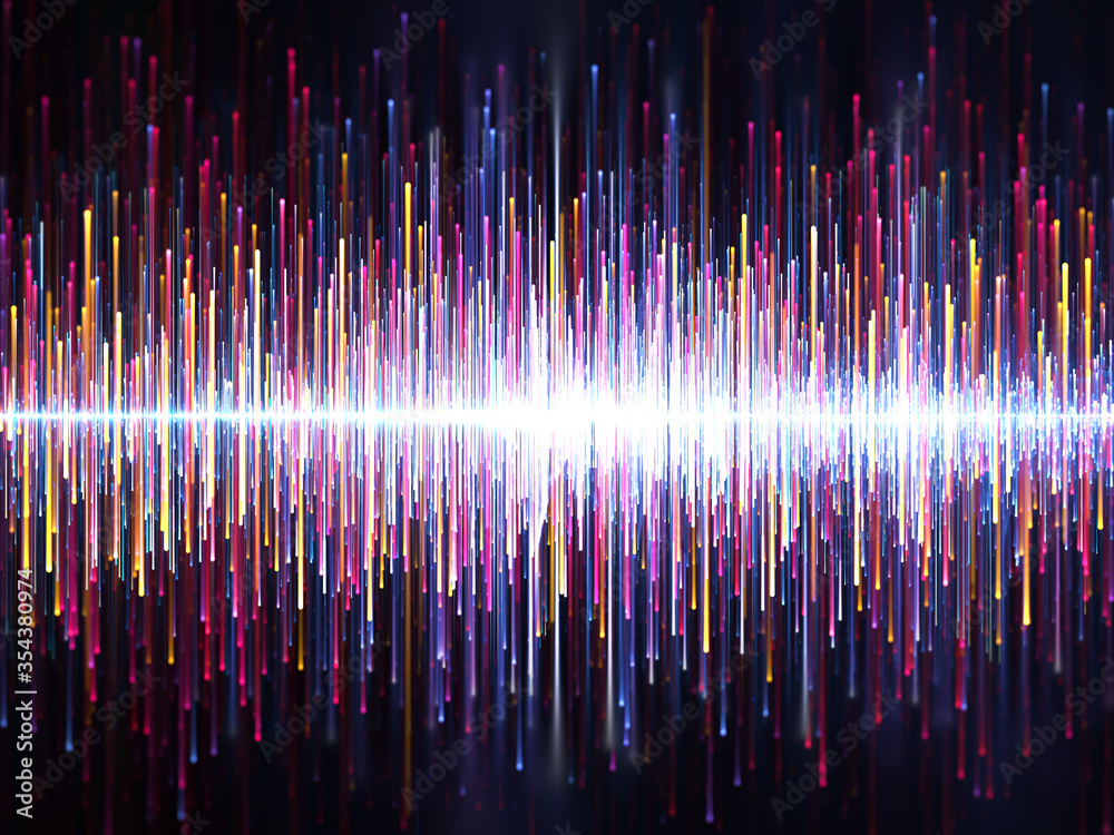 Field of blue, yellow and red colored sound waves Field of blue, yellow and red colored sound waves