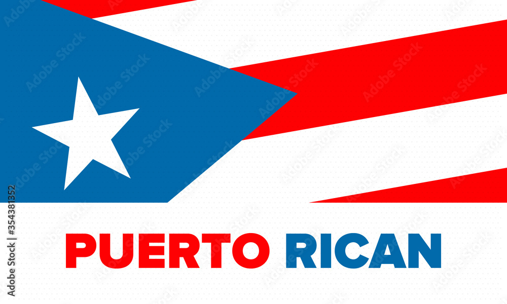 Puerto Rican Day. National happy holiday. Festival and parade in honor of independence and freedom. Puerto Rico flag. Latin american country. Patriotic elements. Vector poster illustration Puerto Rican Day. National happy holiday. Festival and parade in honor of independence and freedom. Puerto Rico flag. Latin american country. Patriotic elements. Vector poster illustration