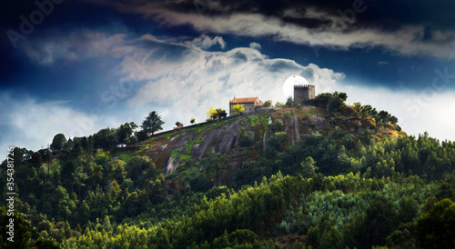 The  Lanhoso  Castle in  Pilar  Mountain  Povoa de Lanhoso  Portugal.