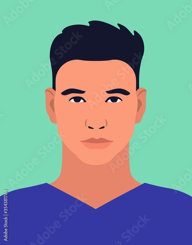 young man in a t-shirt on beige background