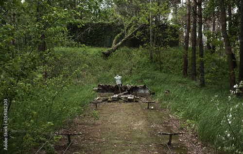 Rifle range with manequins covered with bullet holes