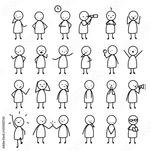 Doodle people poses vector