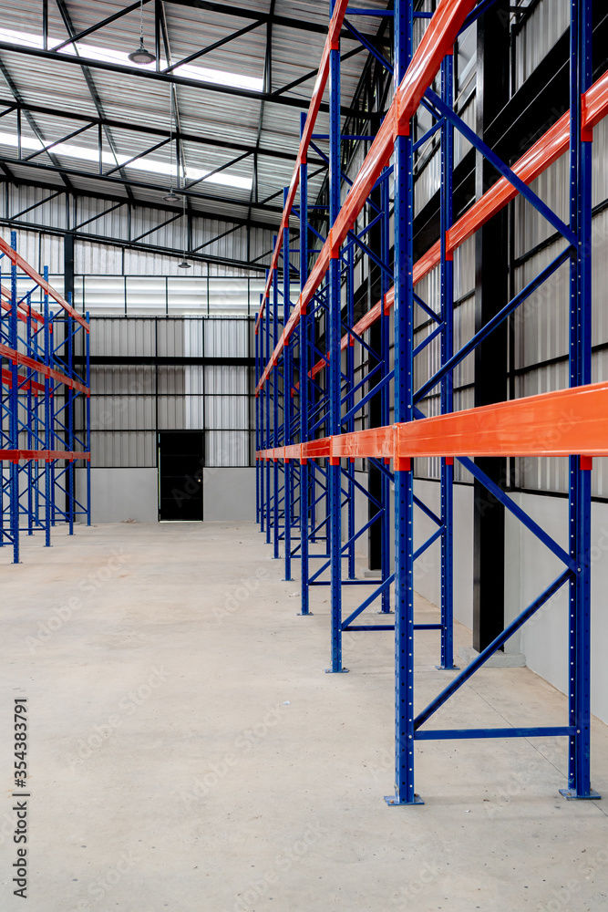 New Large Scale Distribution Warehouse with High Empty Shelves.