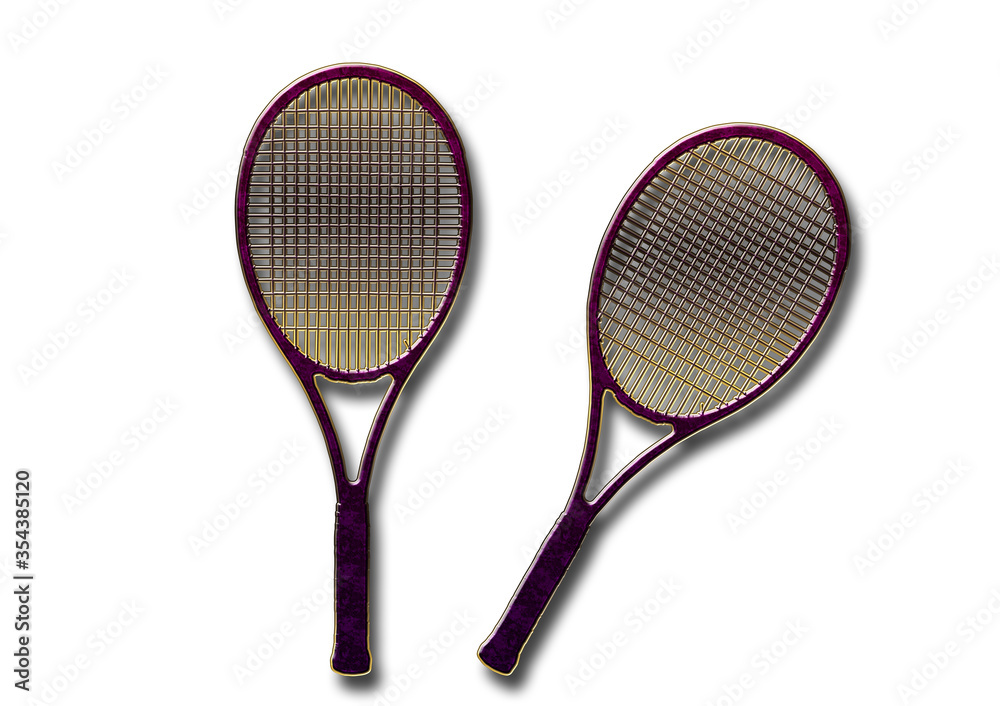 Tennisschläger, Zwei, Golden, Design