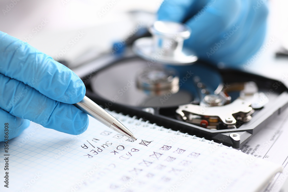 Focused photo on doctor that checking his instrument Focused photo on doctor that checking his instrument