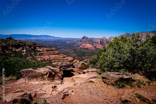 This is a view of the Sedona, Arizona red rocks and mountains, taken from Schnebly Hill Road, a very rough and beautiful high clearance road. photo