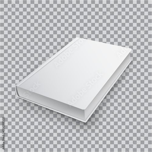 3d Blank book template with white cover on transparent background, perspective top view. Realistic Mock Up of books, Isolated vector