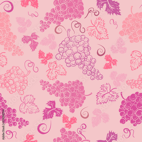 Bunch of grapes seamless pattern vector illustration