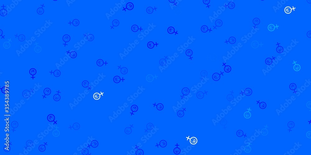 Light BLUE vector texture with women's rights symbols. Light BLUE vector texture with women's rights symbols.