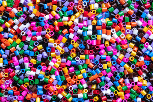 A colour beads made of plastic close-up. 