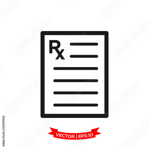 prescription medicine in trendy flat design, RX vector icon