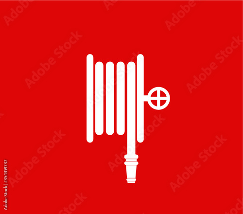 Fire hose reel icon. Vector flat  fire hose illustration.   Fire safety icon. 