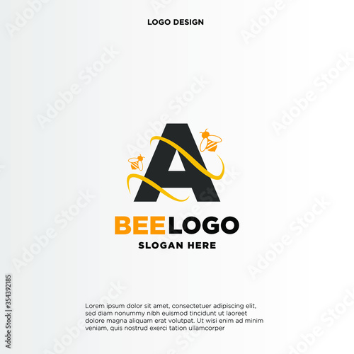 letter A logo and honey bee