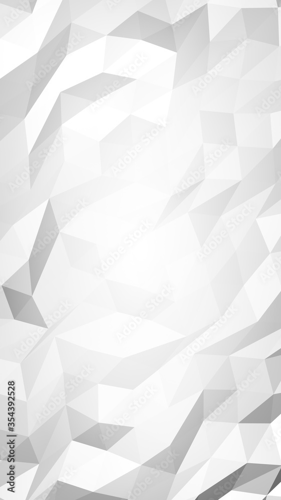 White abstract background. Lowpoly backdrop. Crumpled paper. 3D illustration