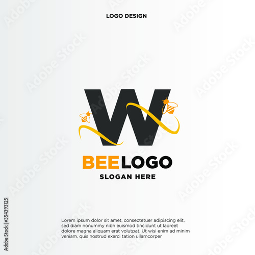 letter W logo and honey bee