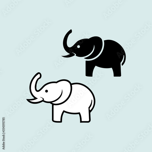 Vector of elephant logo design  in cartoon style   Simple and minimal elephant logo illustration. Modern vector line icon.