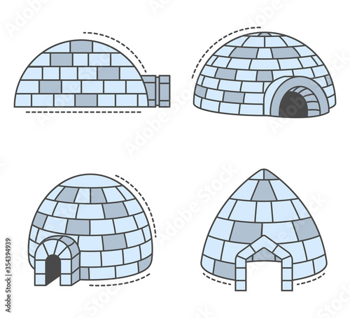 Igloo eskimo icon set. Outline set of igloo eskimo vector icons for web design isolated on white background