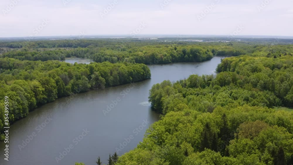 Aerial: The lake in the summertime Aerial: The lake in the summertime