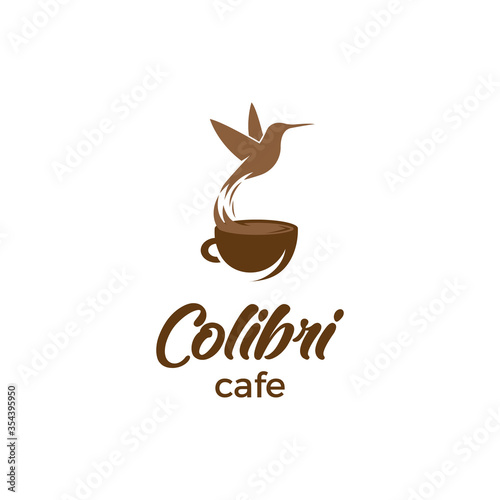 Colibri cafe logo. Icon vector.