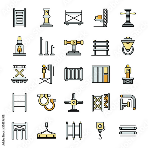 Scaffolding icon set. Outline set of scaffolding vector icons for web design isolated on white background