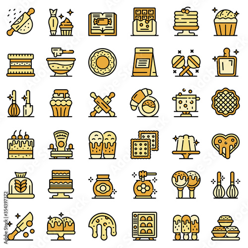 Confectioner icons set. Outline set of confectioner vector icons for web design isolated on white background
