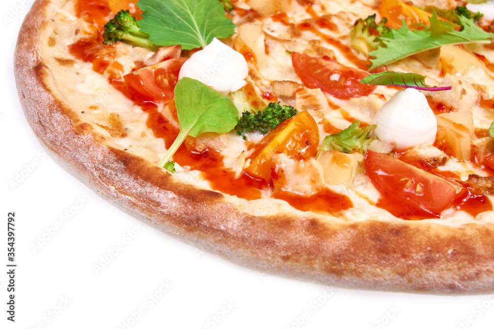 Italian Margarita Pizza isolated on white background Italian Margarita Pizza isolated on white background