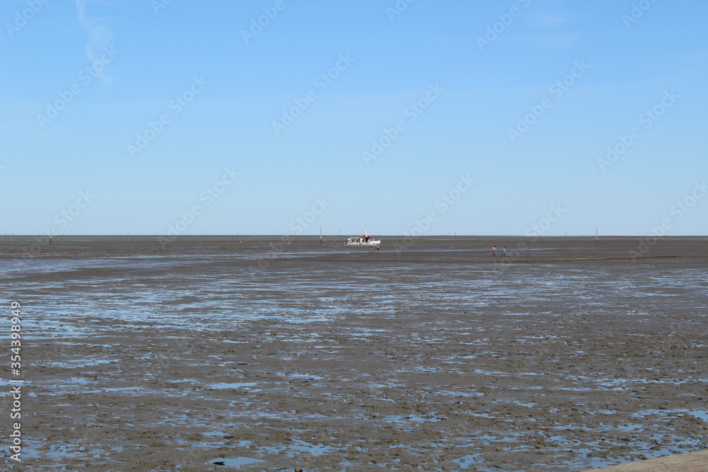 The Wadden Sea at low tide in Dornumersiel, Germany