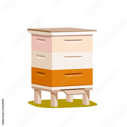 Bee hives. Vector illustration in flat style