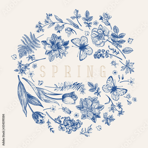  Flower ball. Vector illustration. Blue.