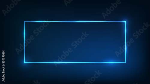 Neon rectangular frame with shining effects 