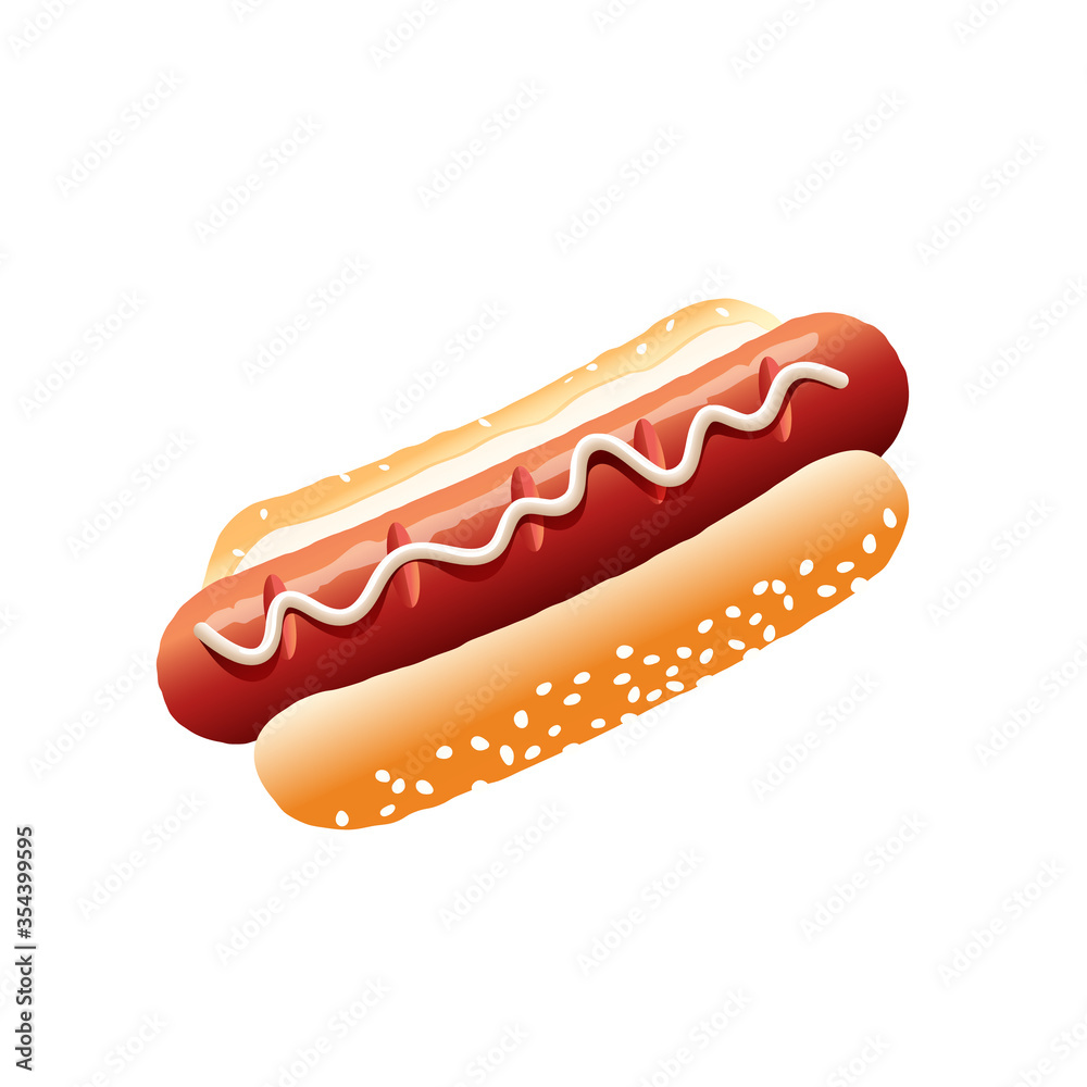 Hod dog. Sausage. Street fast food. Vector object. Hod dog. Sausage. Street fast food. Vector object.