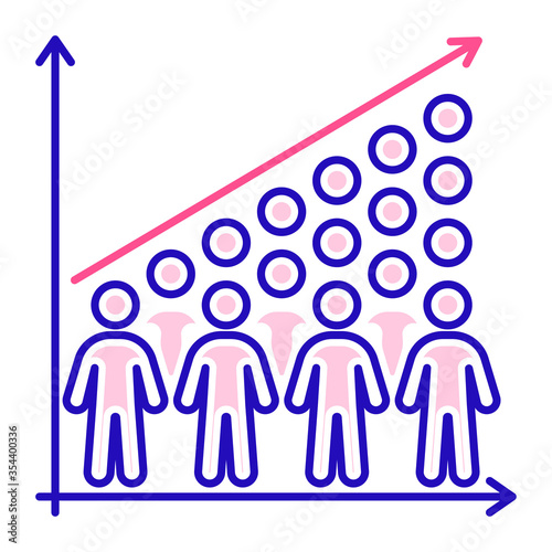 Overpopulation color line icon. Eco problems. Isolated vector element. Outline pictogram for web page, mobile app, promo