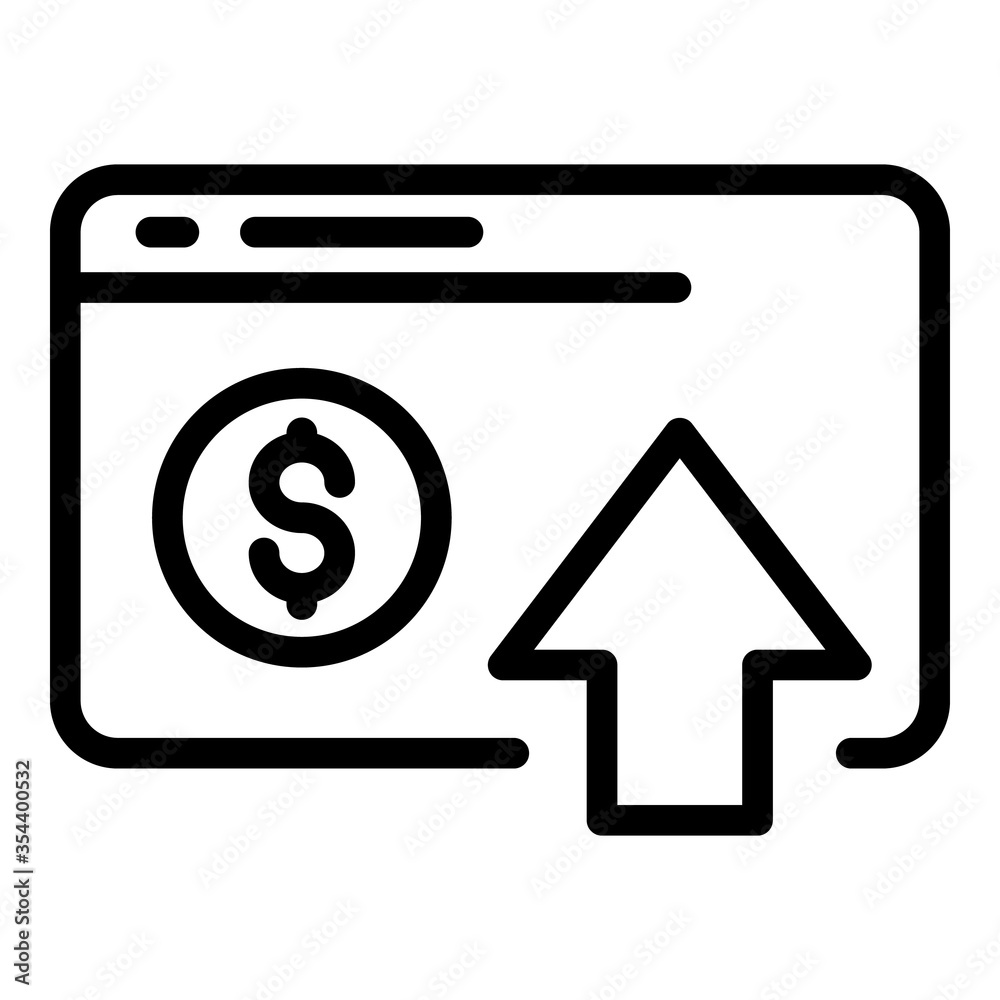 Web page finance icon. Outline web page finance vector icon for web design isolated on white background Web page finance icon. Outline web page finance vector icon for web design isolated on white background